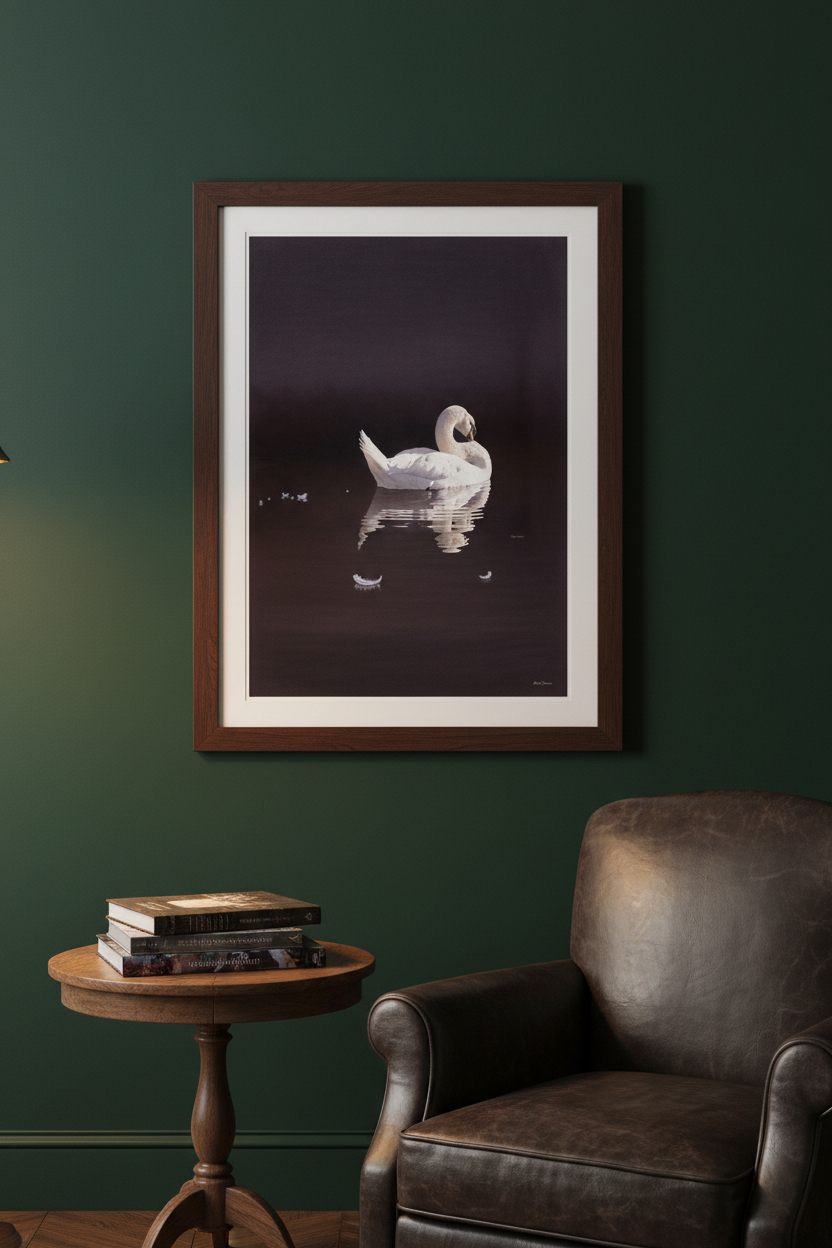 Losing Feathers - Open Edition Print mockup in collector's study setting
