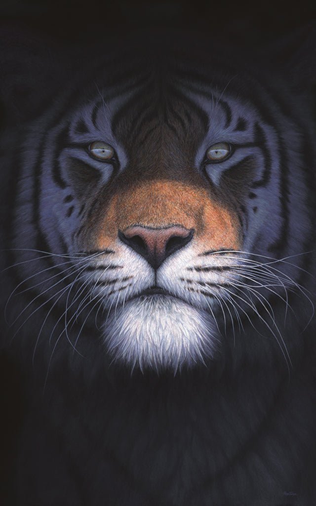Lessons of Priority watercolor of a tiger, showcasing detailed wildlife art by Renso Tamse